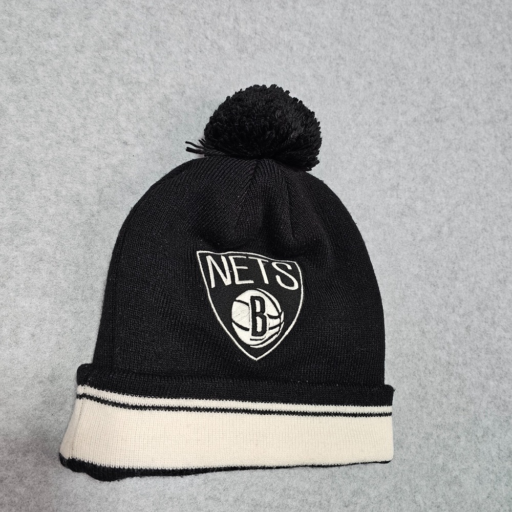 Brooklyn Nets Cuffed Stocking Cap w/Pom Beanie NBA Knit by Mitchell & Ness